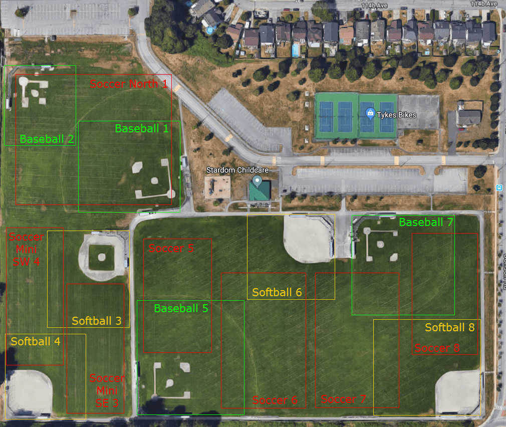 rise soccer club field map