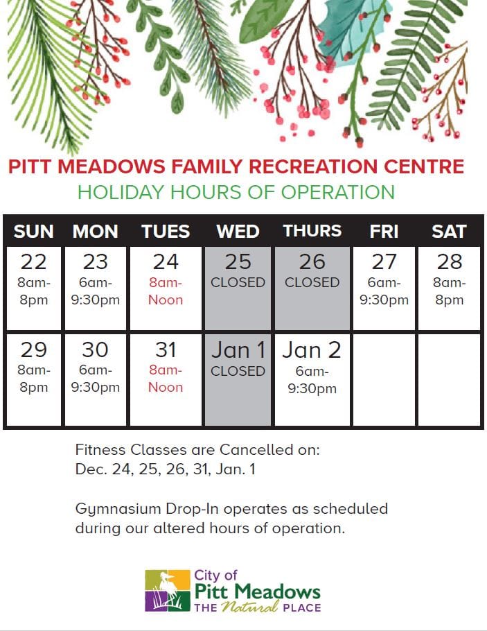 Drop In Fitness Class Schedule City Of Pitt Meadows